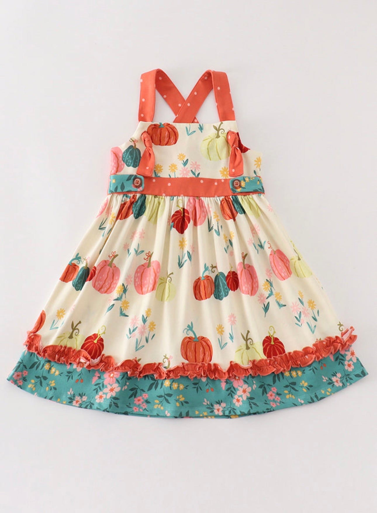 Platinum Pumpkin Ruffle Apron Dress