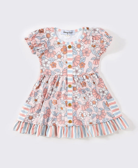 Pink Floral Ruffle Dress