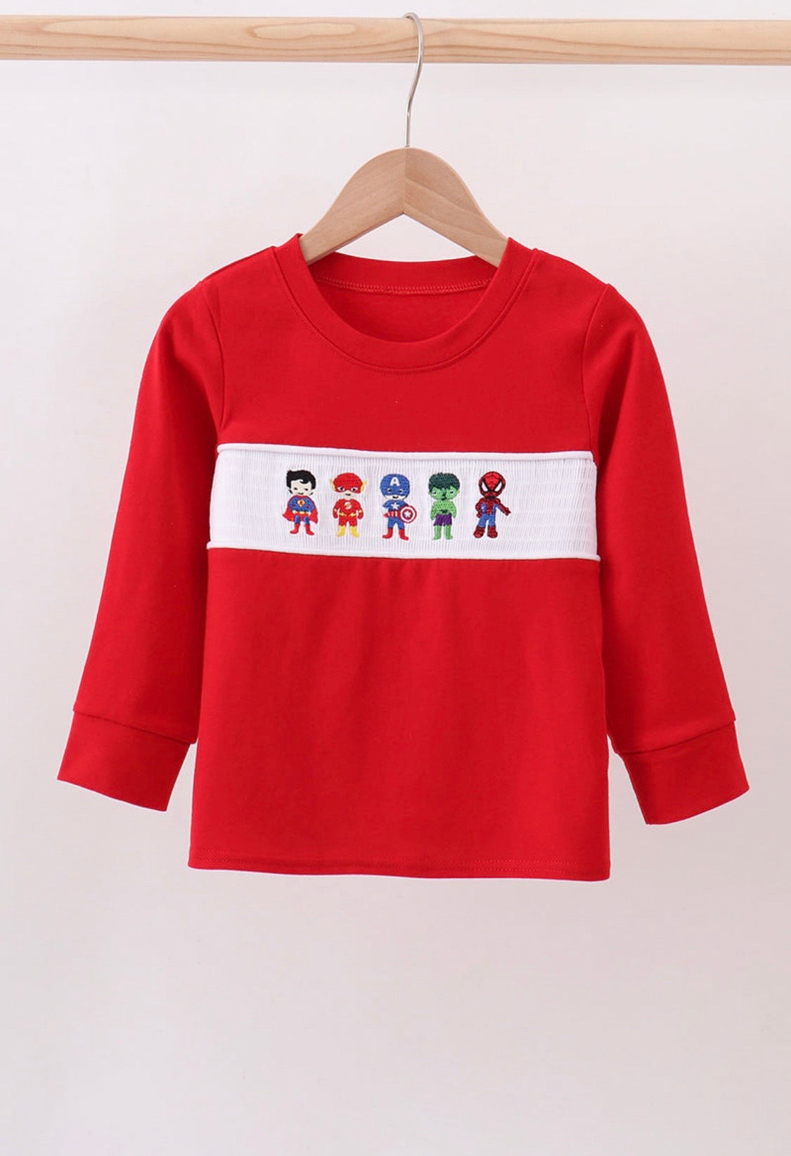 Red Marvel Embroidery Top