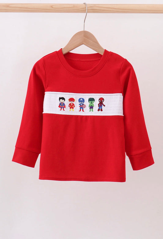 Red Marvel Embroidery Top