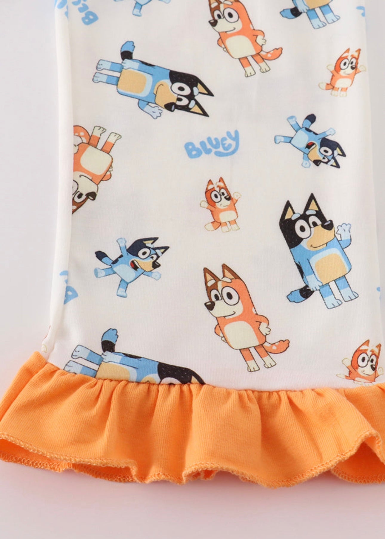 Orange Bluey Ruffle Pajamas Set