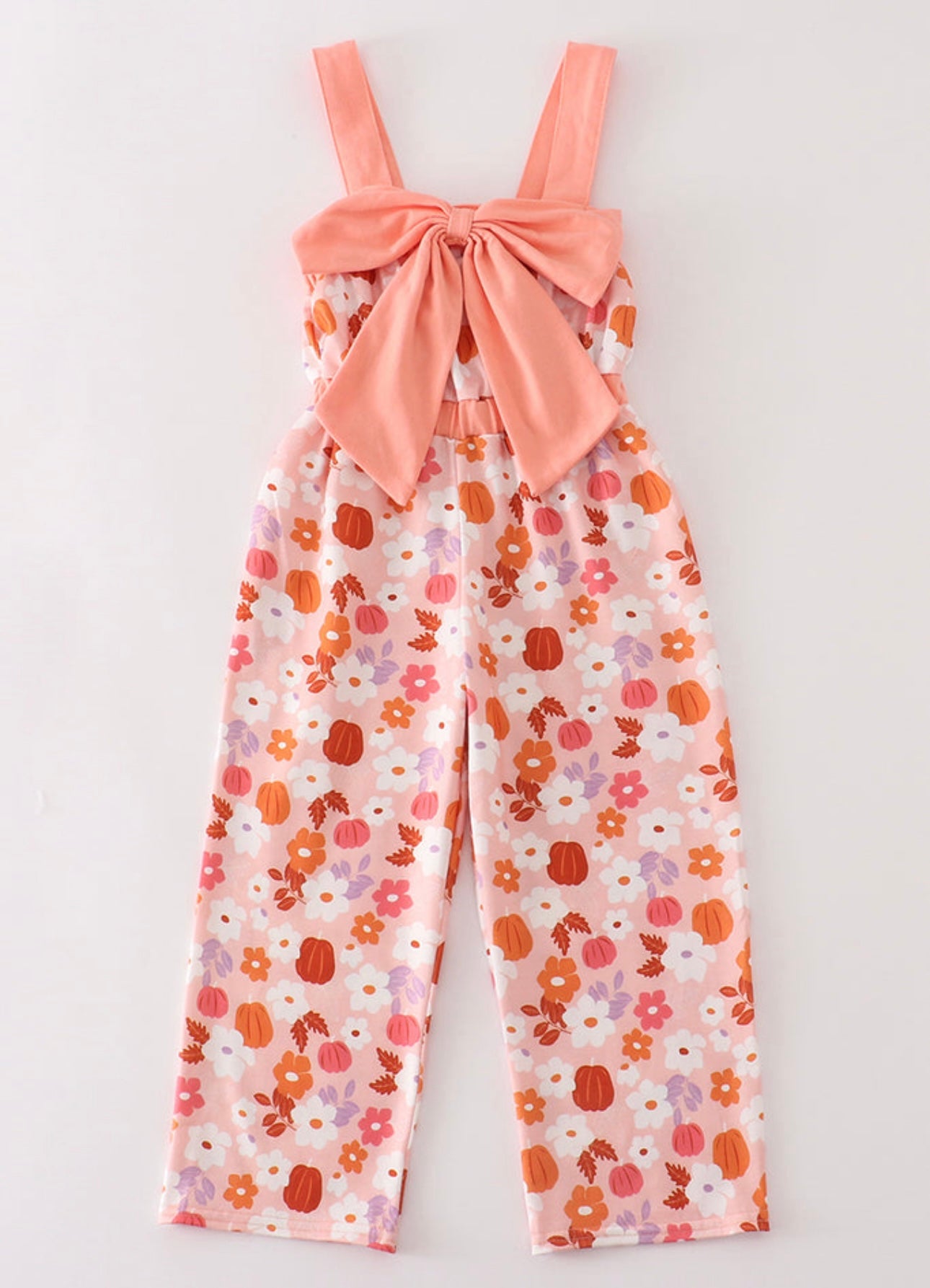 Pumpkin Floral Bow Jumpsuit