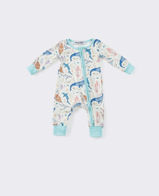 Blue Marine Creature Romper