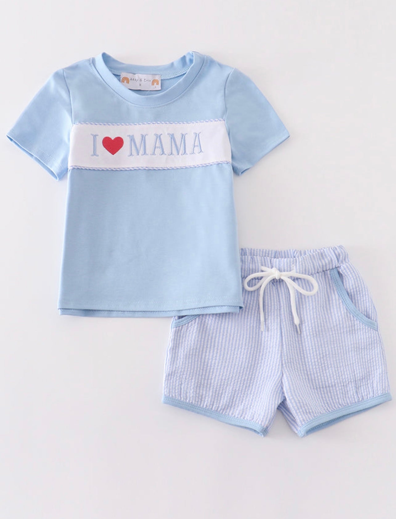 Blue I LOVE MAMA Embroidery Set