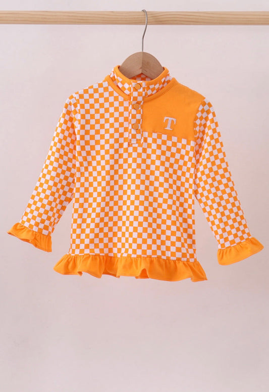 Tennessee Checkered Ruffle Pullover