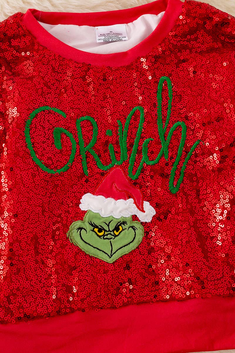 Red sequins Grinch sweatshirt