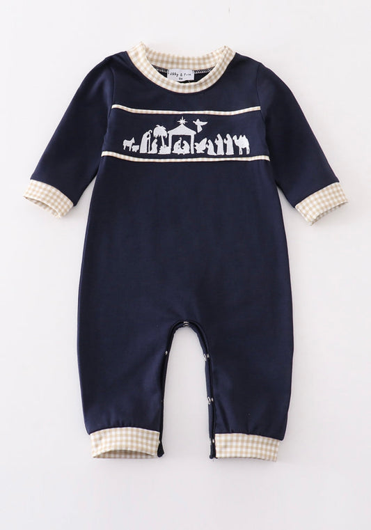 Navy Nativity Romper