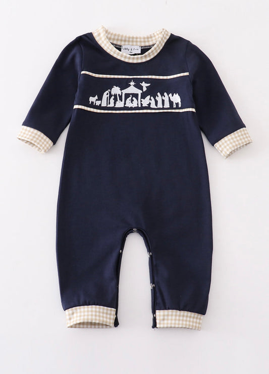 Navy Nativity Romper