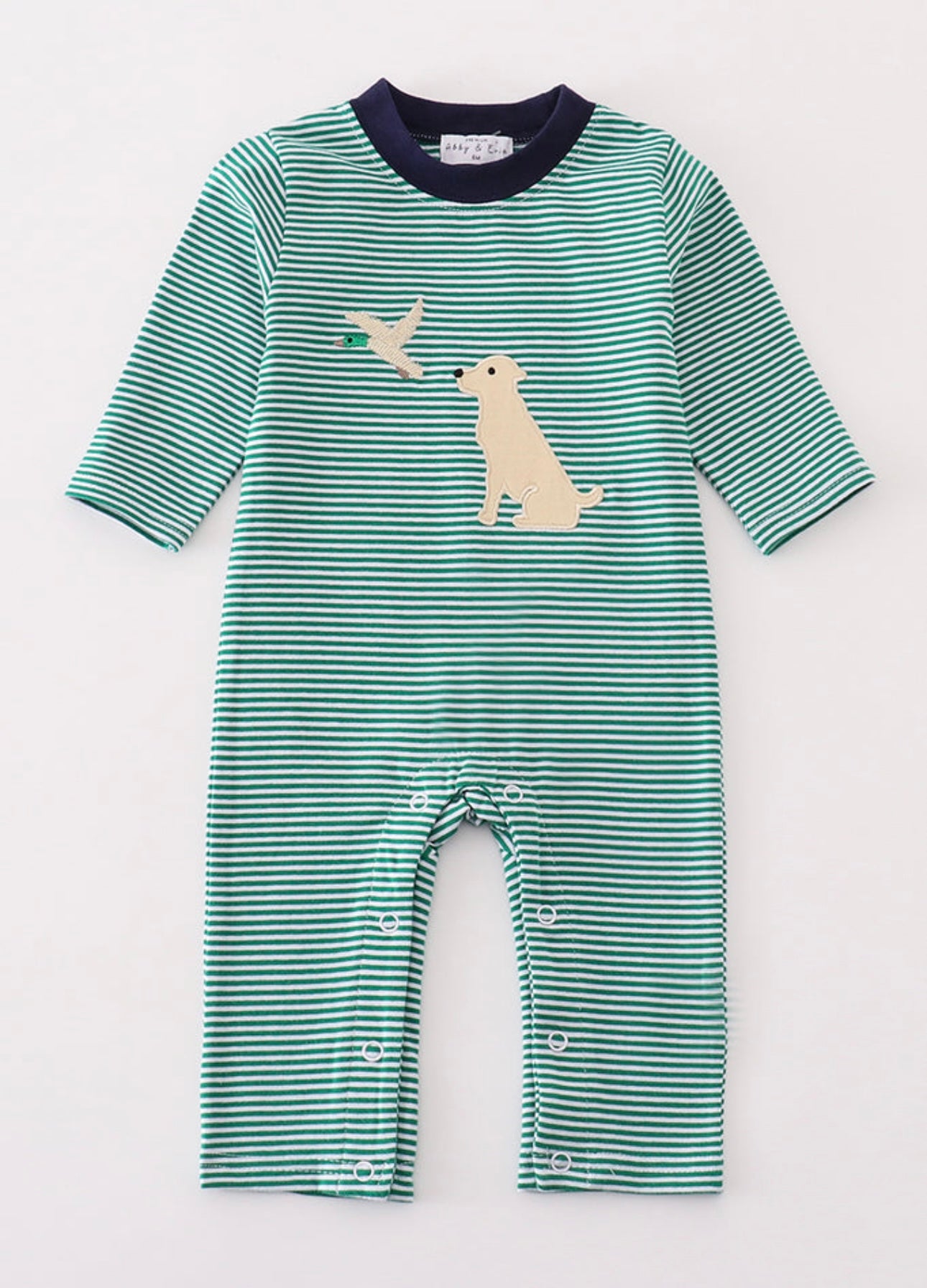 Green Stripe hunting Applique Hunting Romper