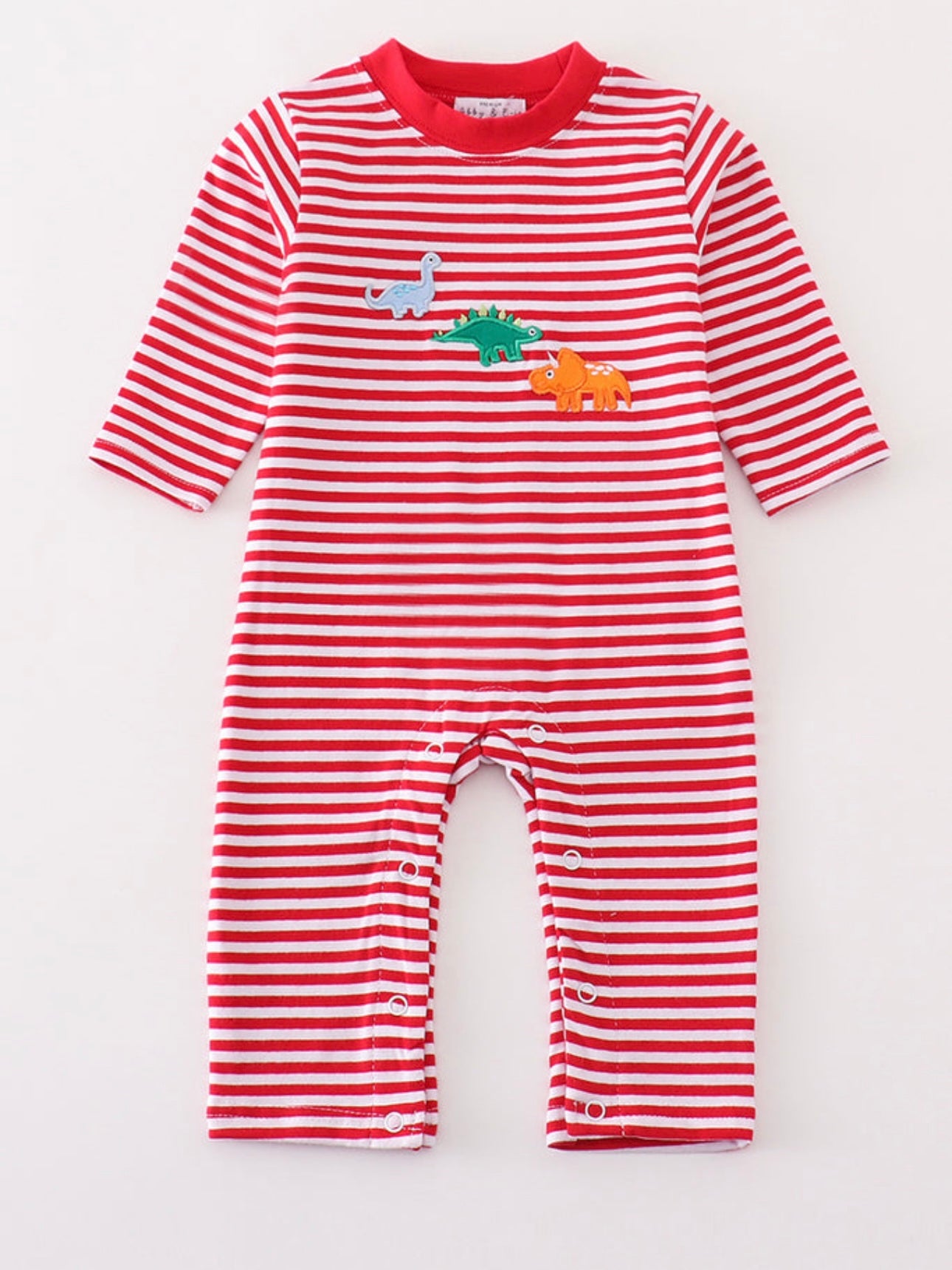 Red Stripe Dino Romper