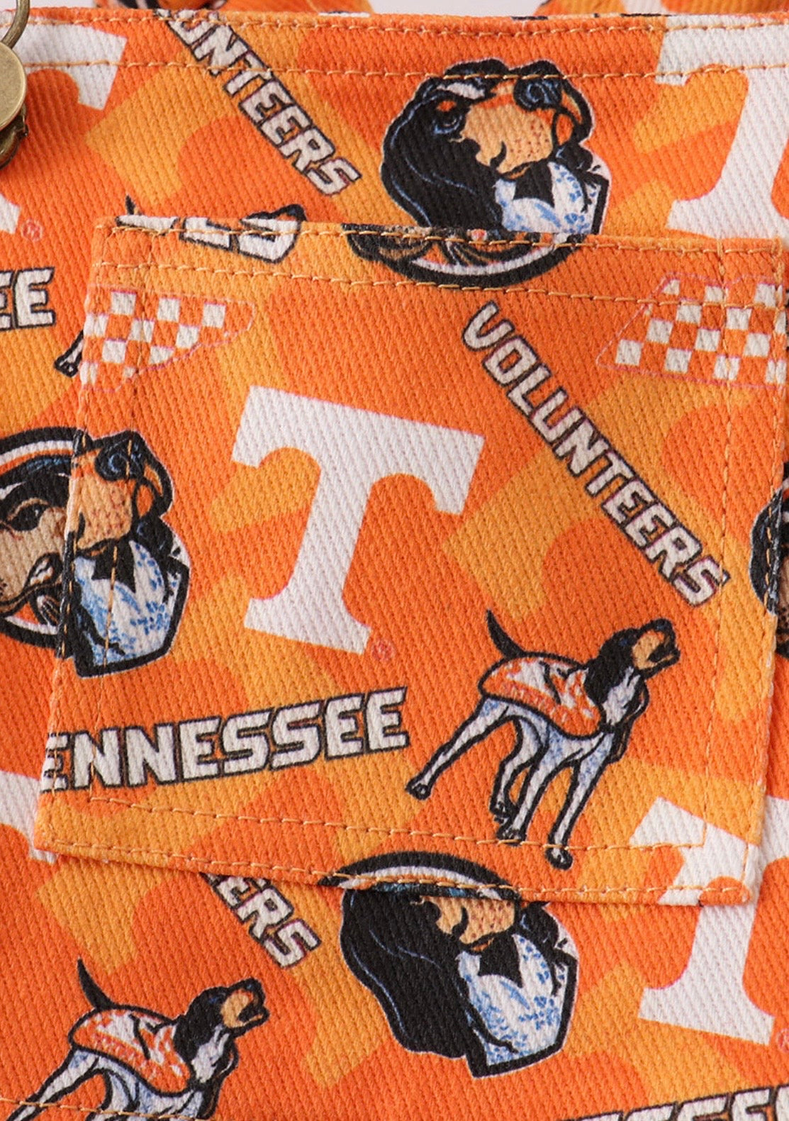 Orange Smokey Denim Overalls Dress