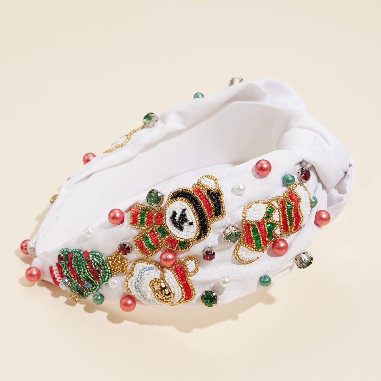 Christmas Snow Man & Stocking Beaded Headband