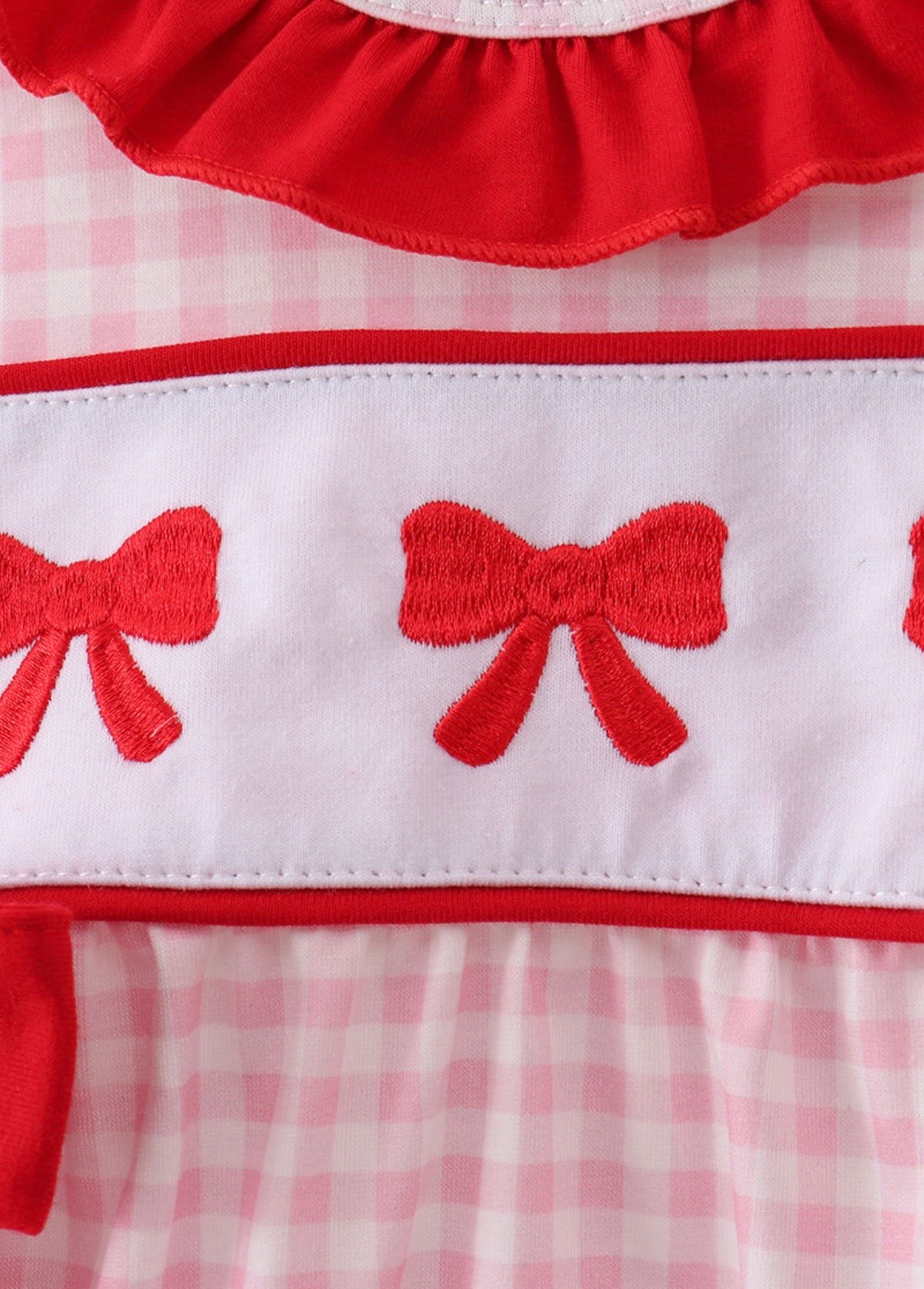 Pink Gingham Bow Embroidery Bubble