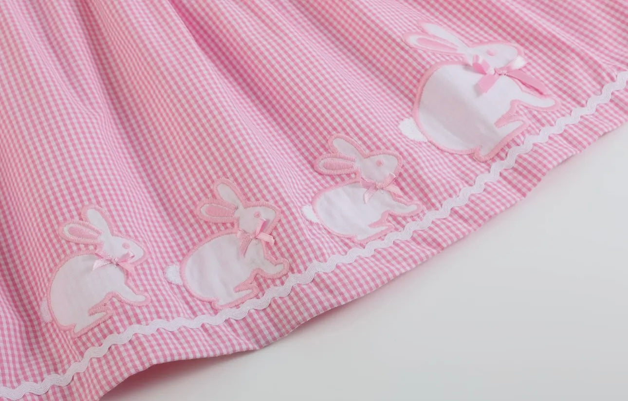 Pink Gingham Bunny Family Dress