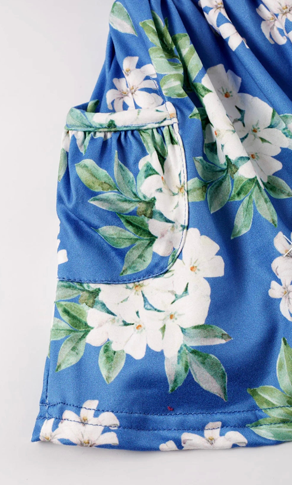 Blue Floral Strap Skirt Set