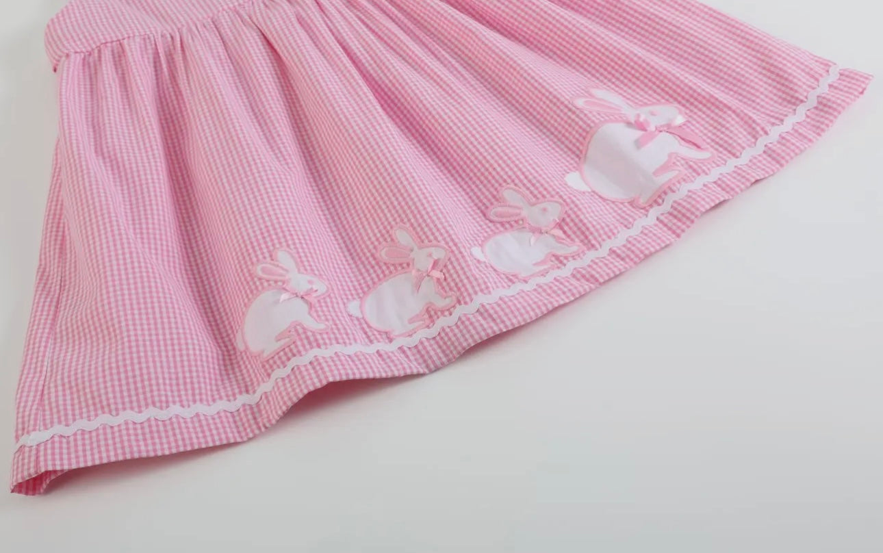 Pink Gingham Bunny Family Dress