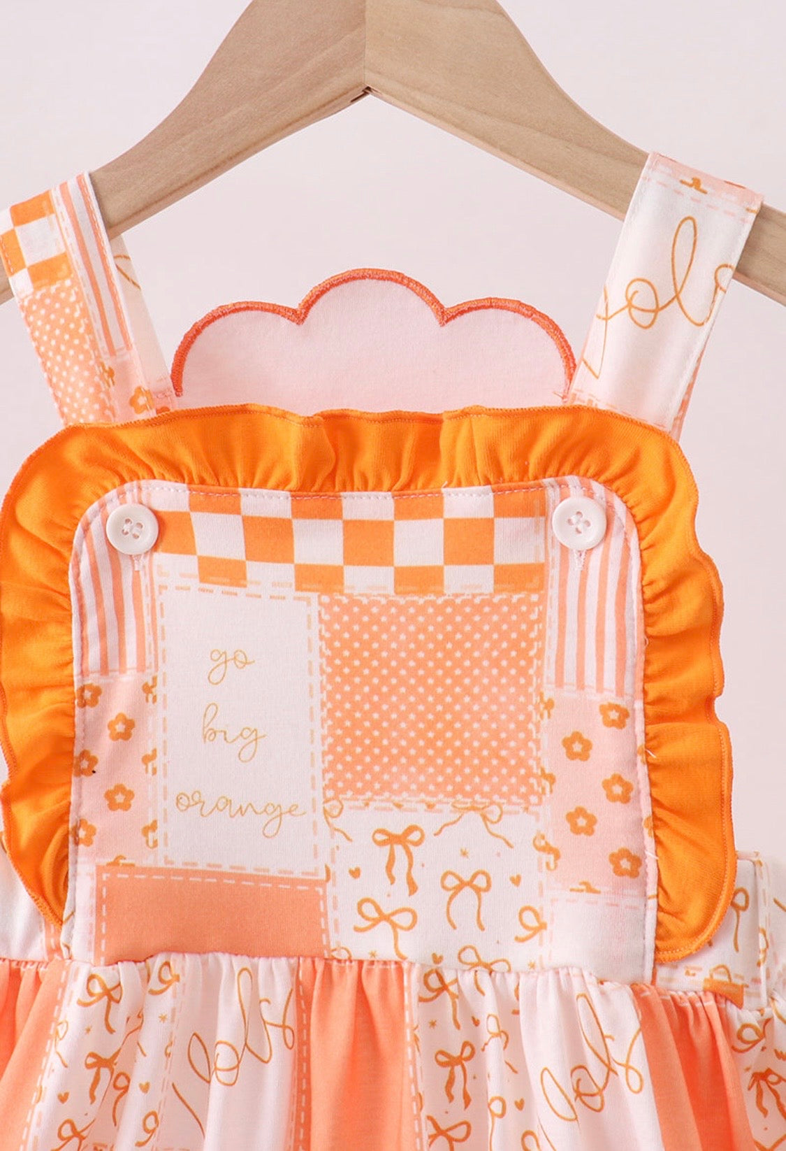 Orange Patchwork Applique Dress