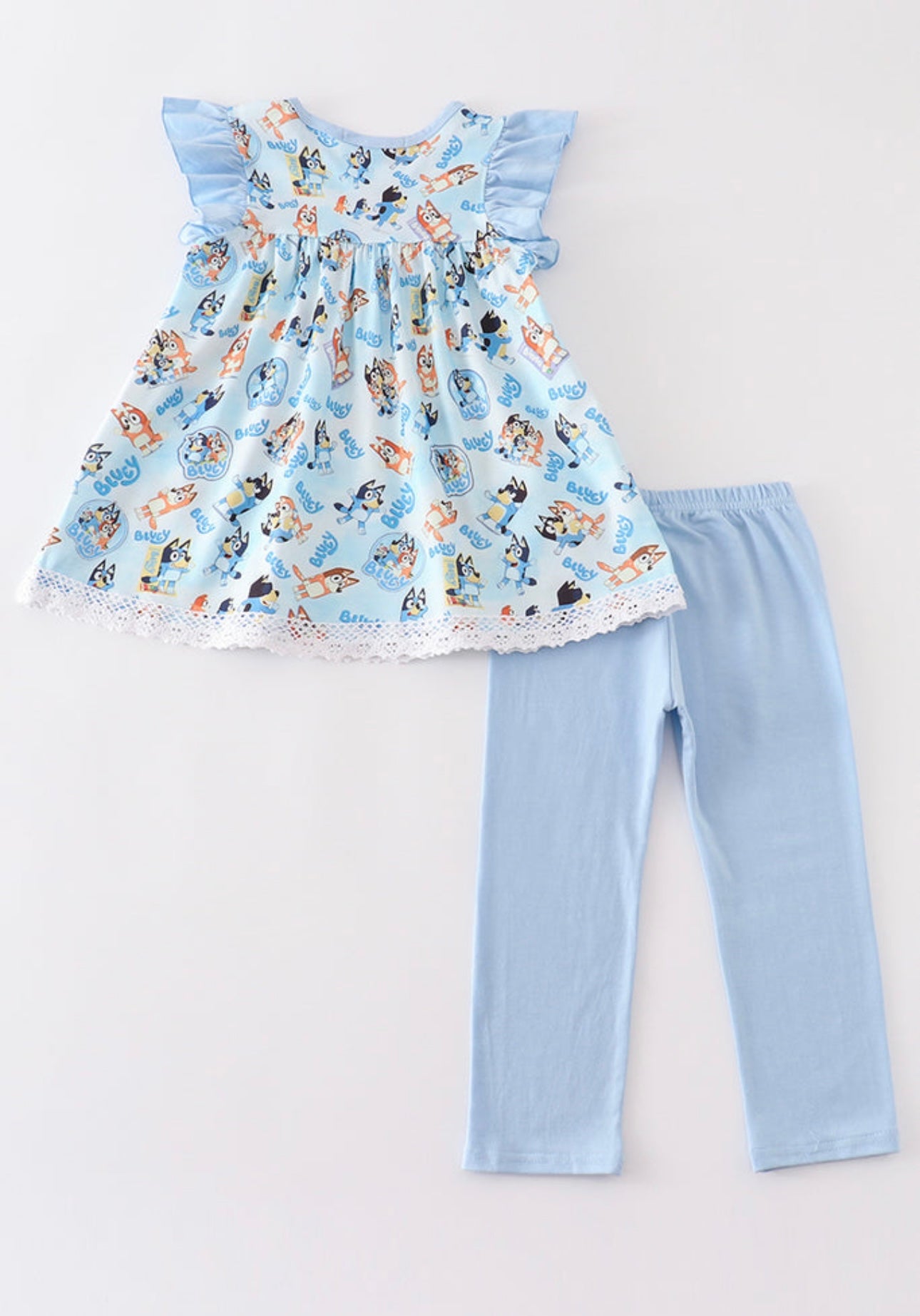 Blue Bluey Ruffle Pants Set