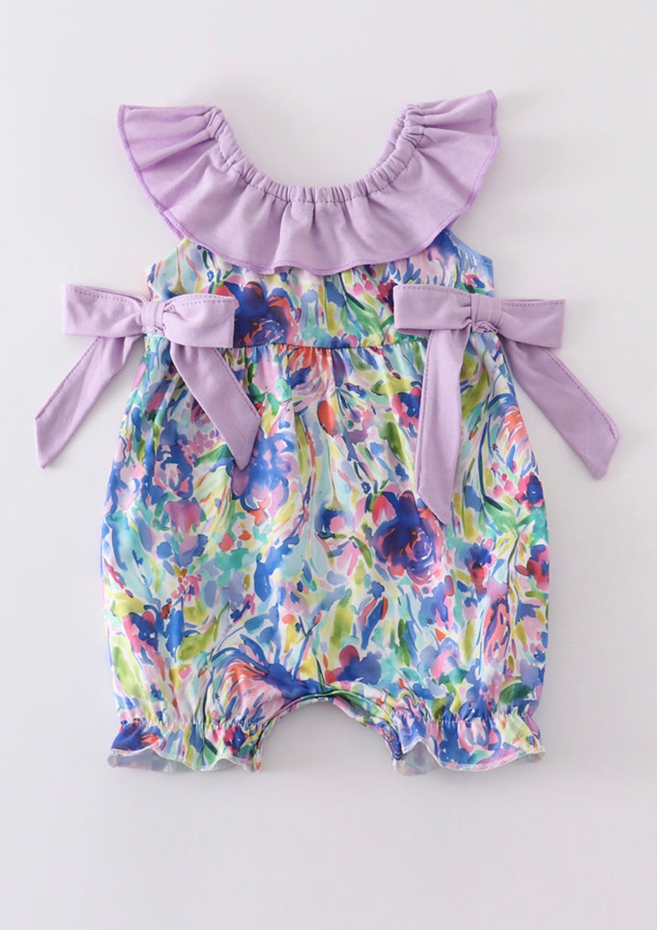 Purple Floral Print Romper