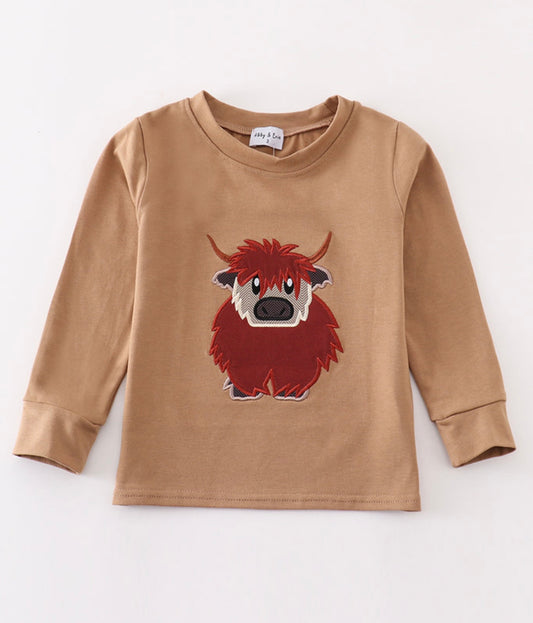 Brown Cow Applique Top