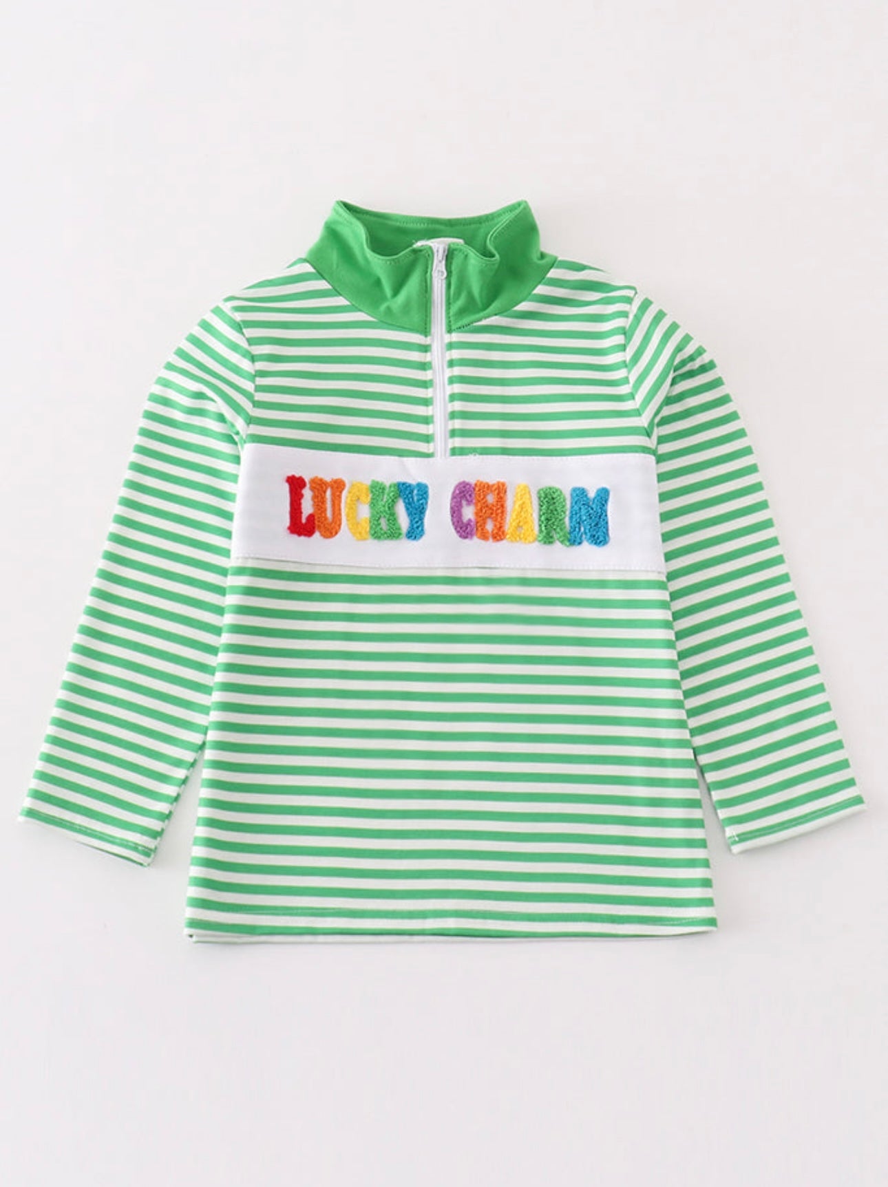 Green Stripe Lucky Charm Pullover