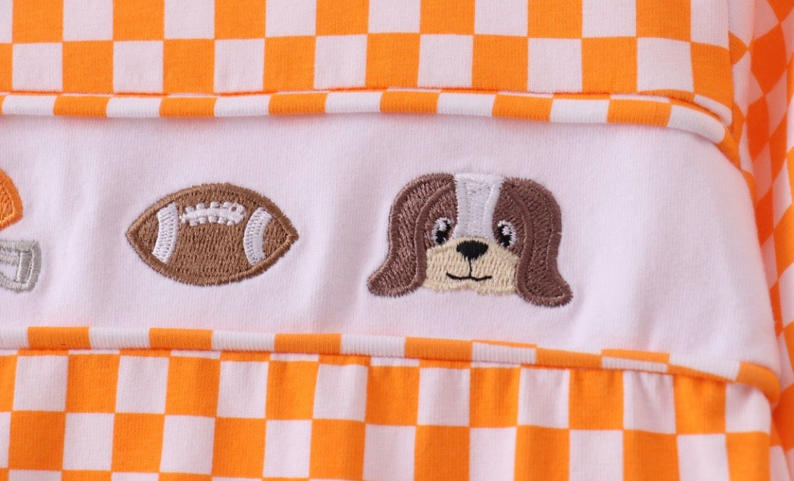 Orange Checkered Tennessee Embroidery Top