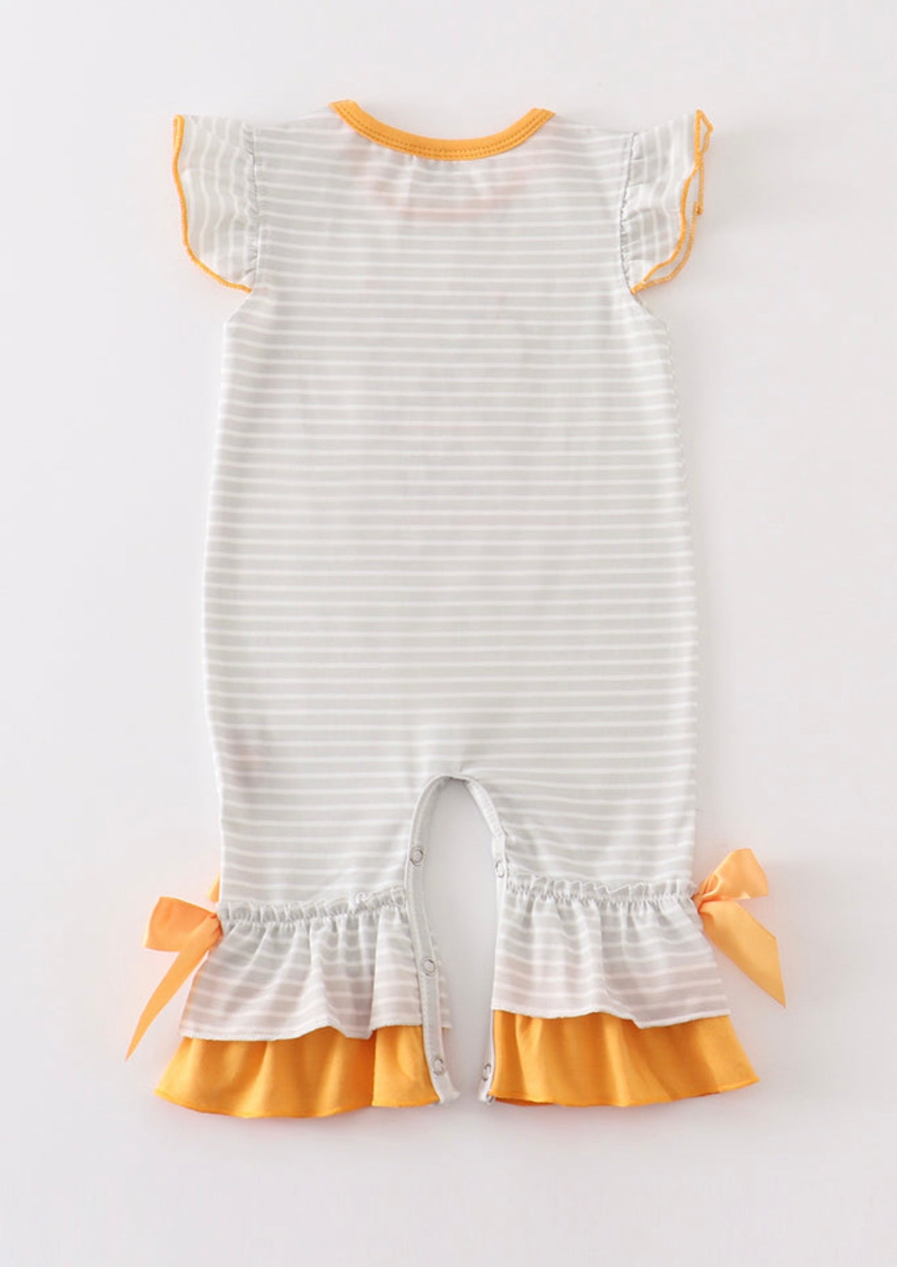 Gray Stripe Pumpkin Applique Romper