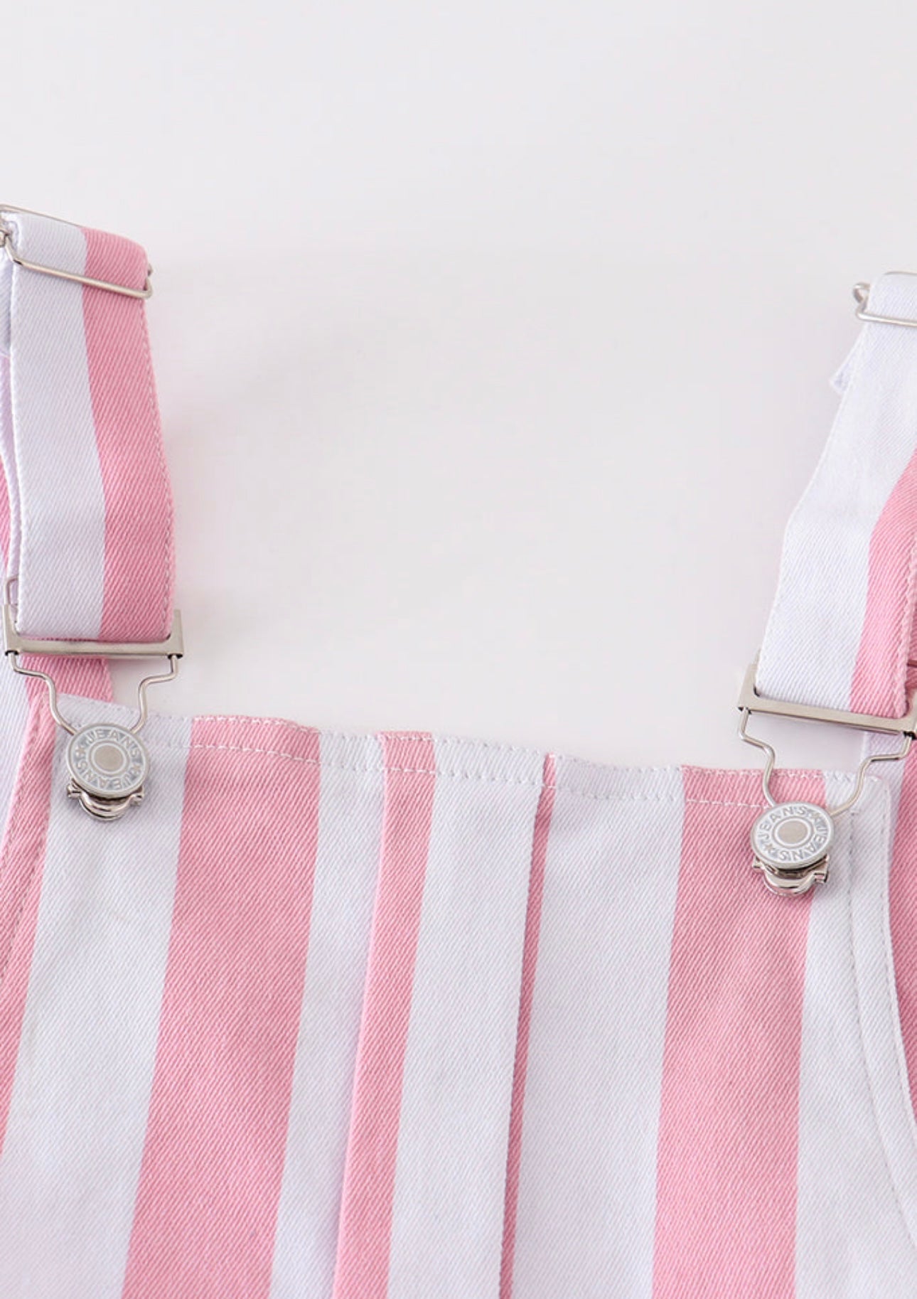 Pink Stripe Denim Overall Dress