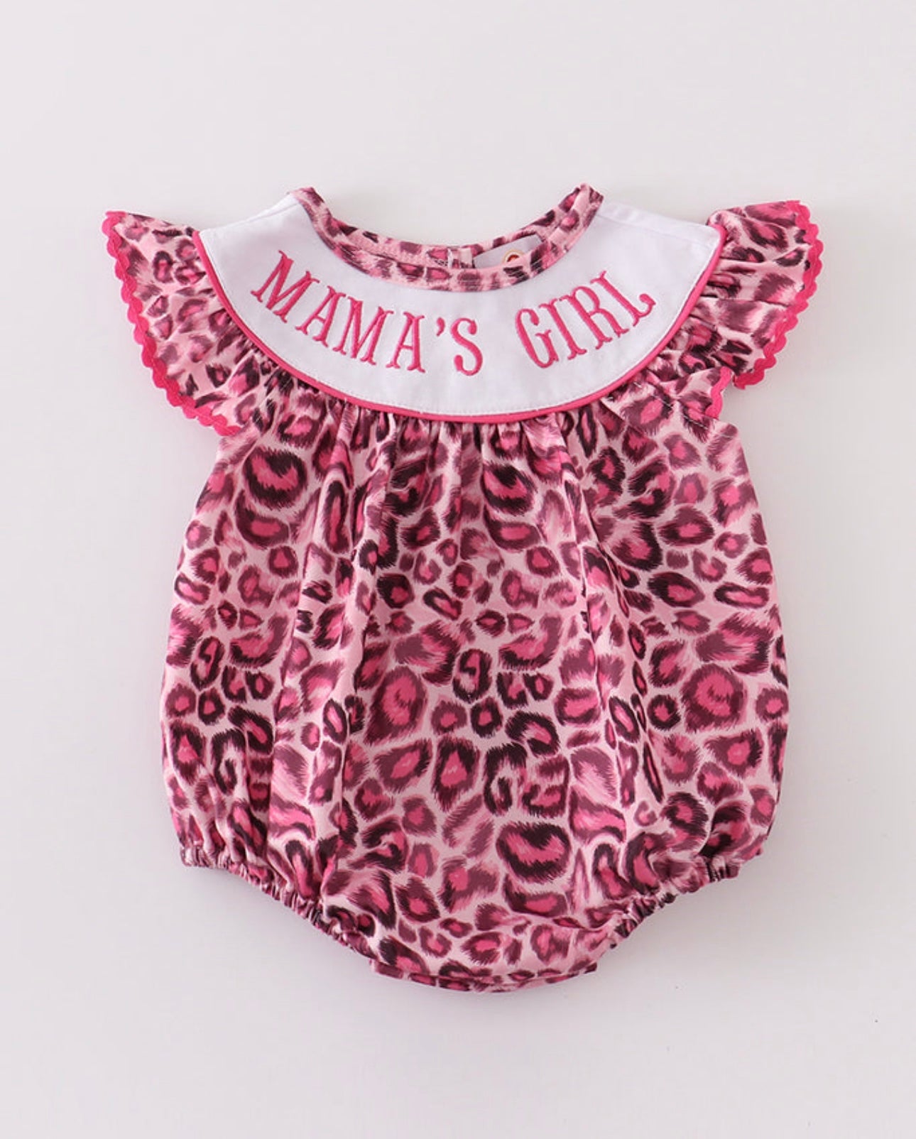 Pink Leopard Mama's Girl Embroidery Bubble