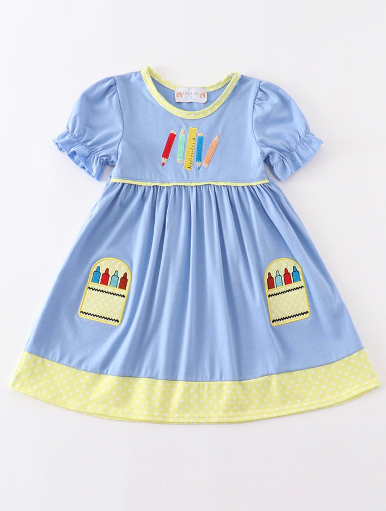 Blue Crayon Embroidery Dress