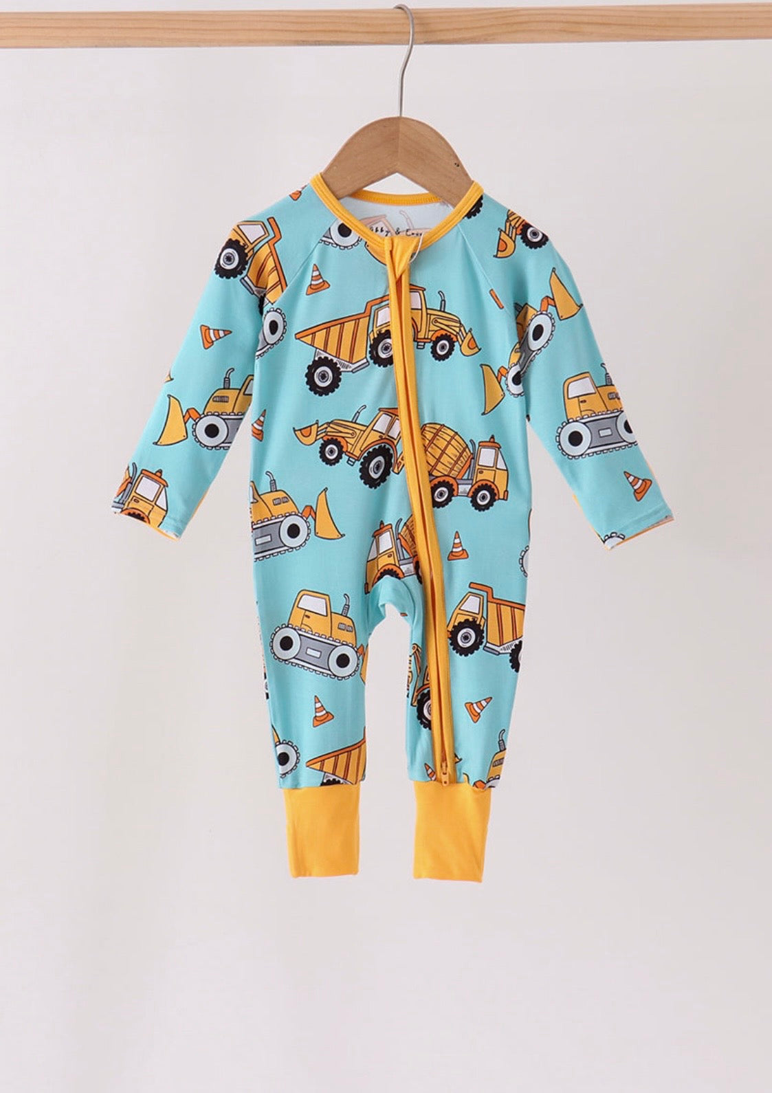 Diggin' It Bamboo Zip Romper 🚜💛🚧