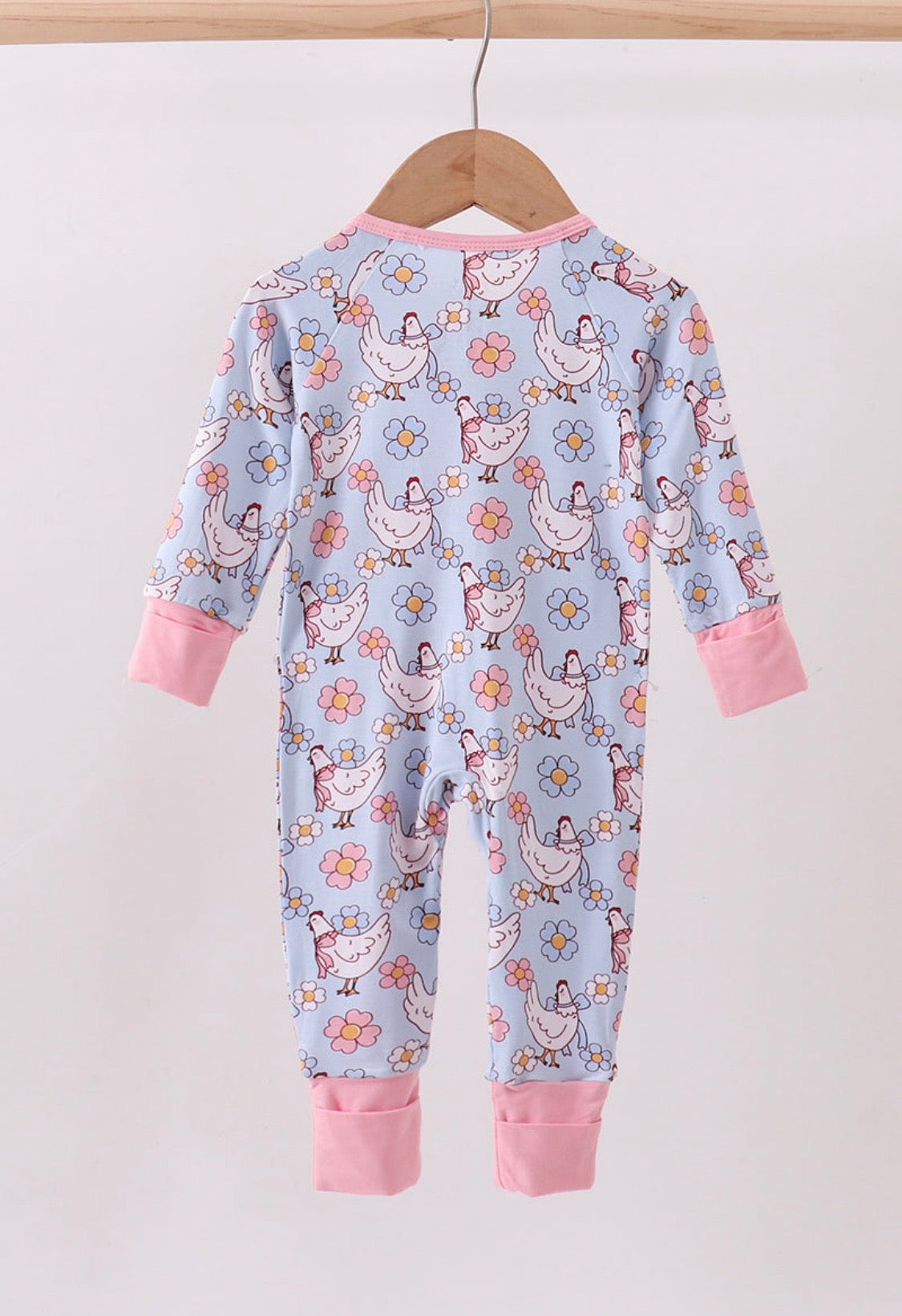 Blue Chicken Bamboo Romper