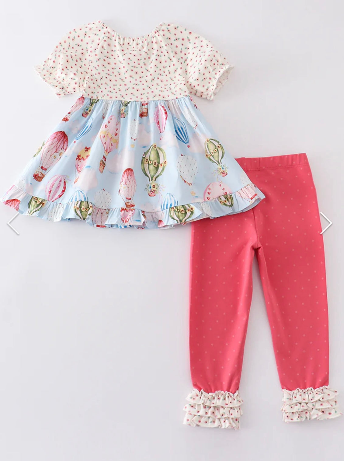 Balloon Print Ruffle Pant Set