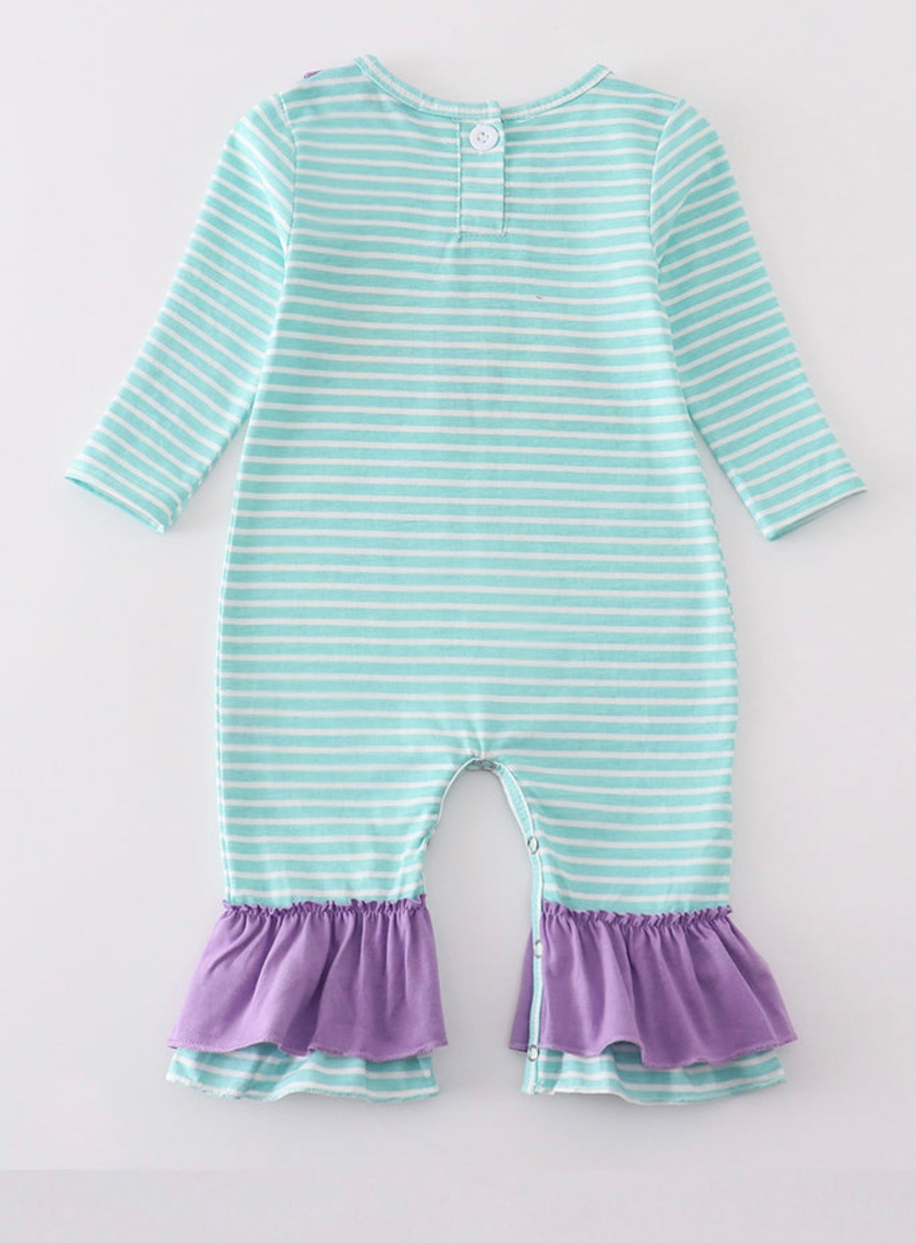 Green Stripe Frozen Embroidery Romper