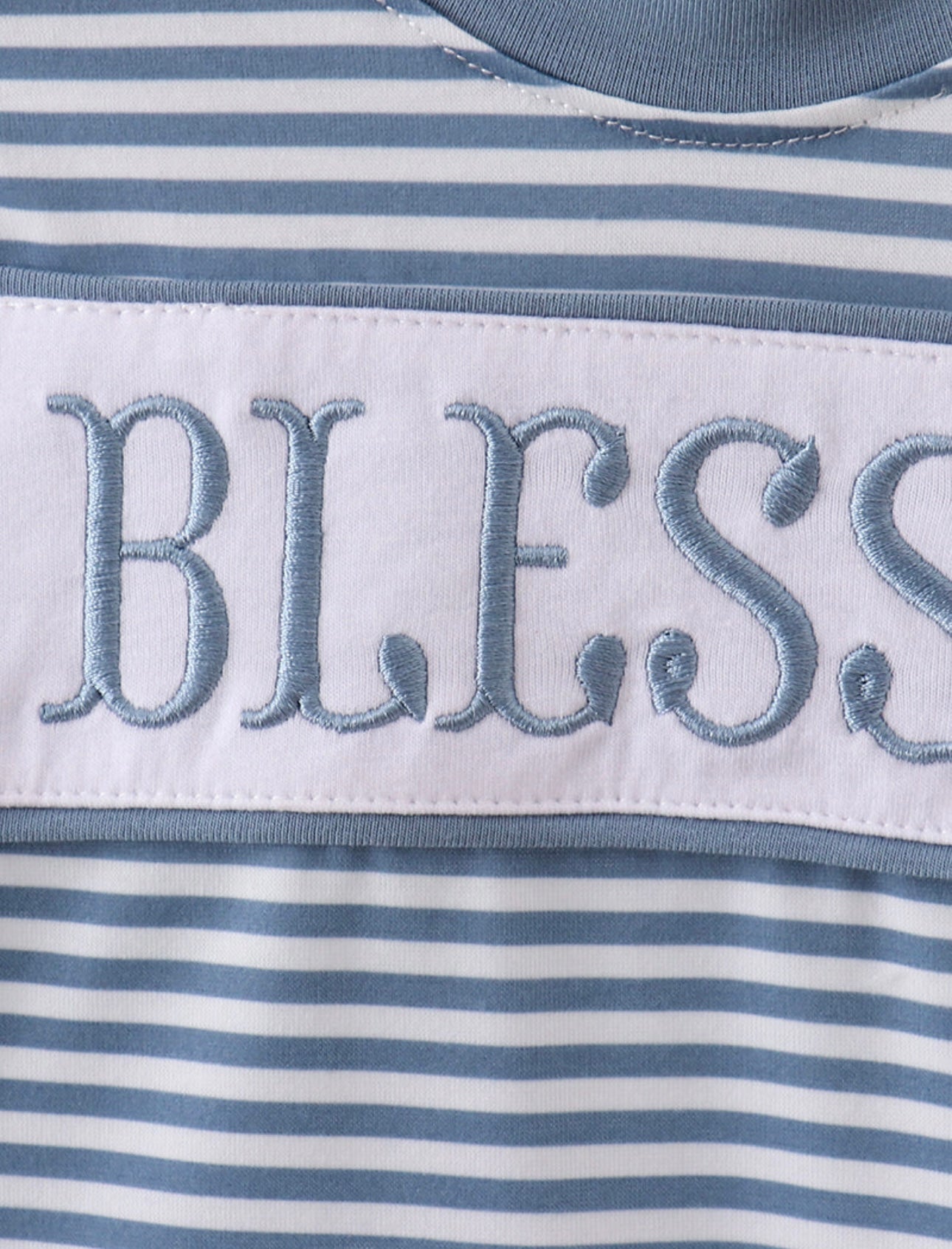 BLESSED Embroidery Striped Romper