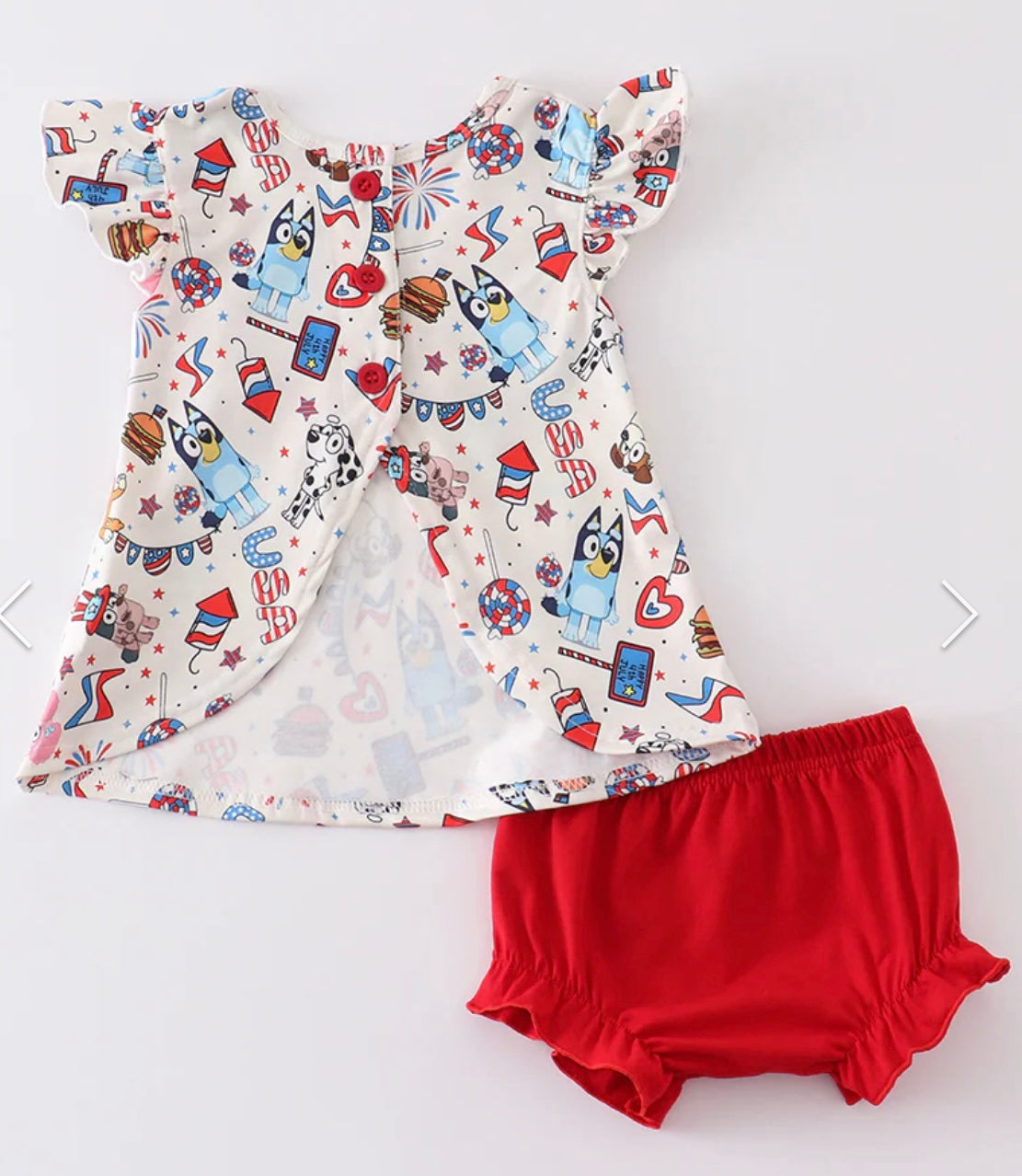 Patriotic Bluey Ruffle Baby Set