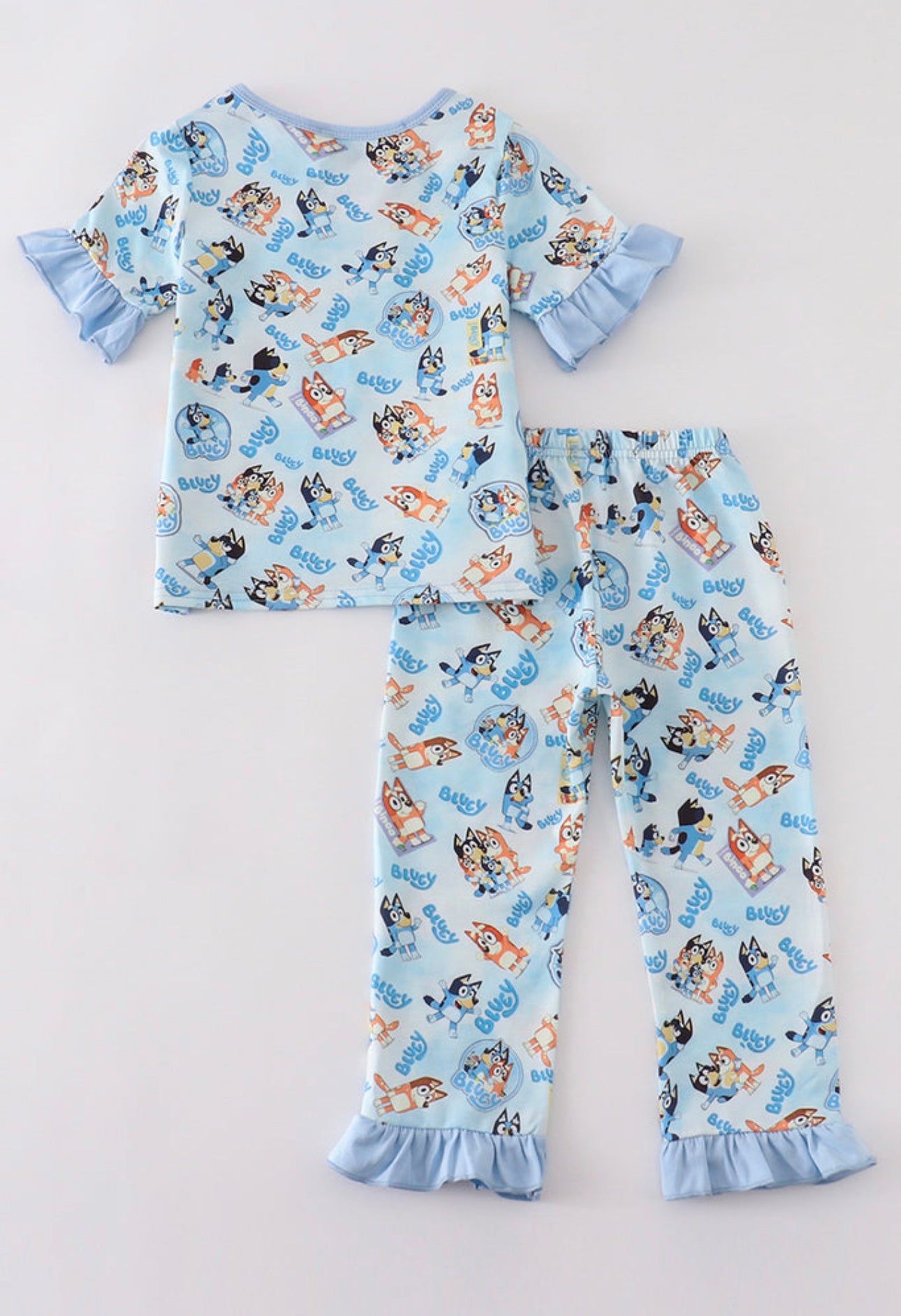 Blue Bluey Ruffle Pajamas Set