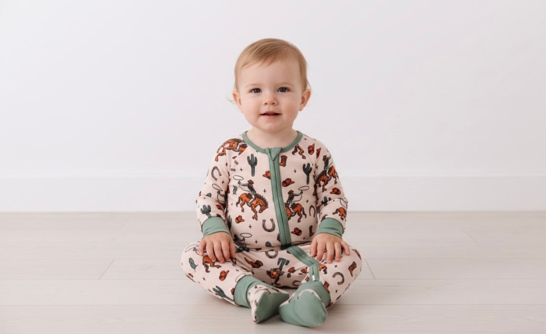 Cowboy Print Bamboo Romper