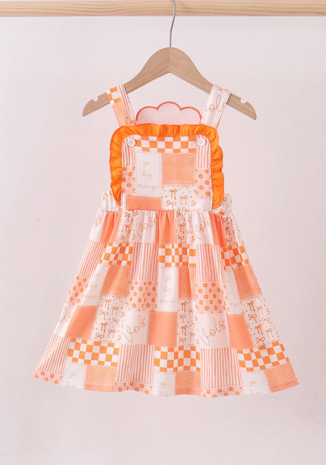 Orange Patchwork Applique Dress