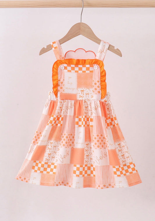 Orange Patchwork Applique Dress