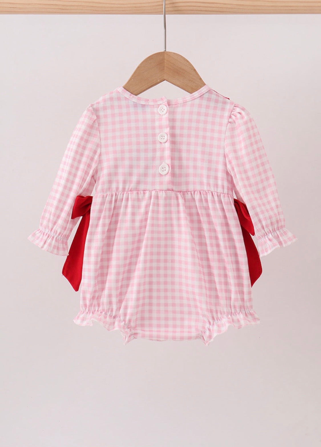 Pink Gingham Bow Embroidery Bubble