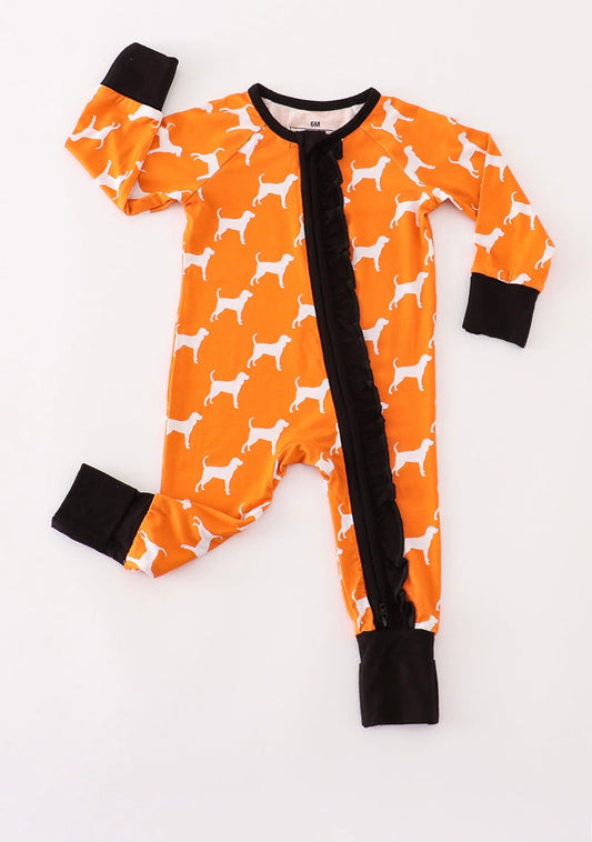 Orange Tennessee Bamboo Ruffle Romper