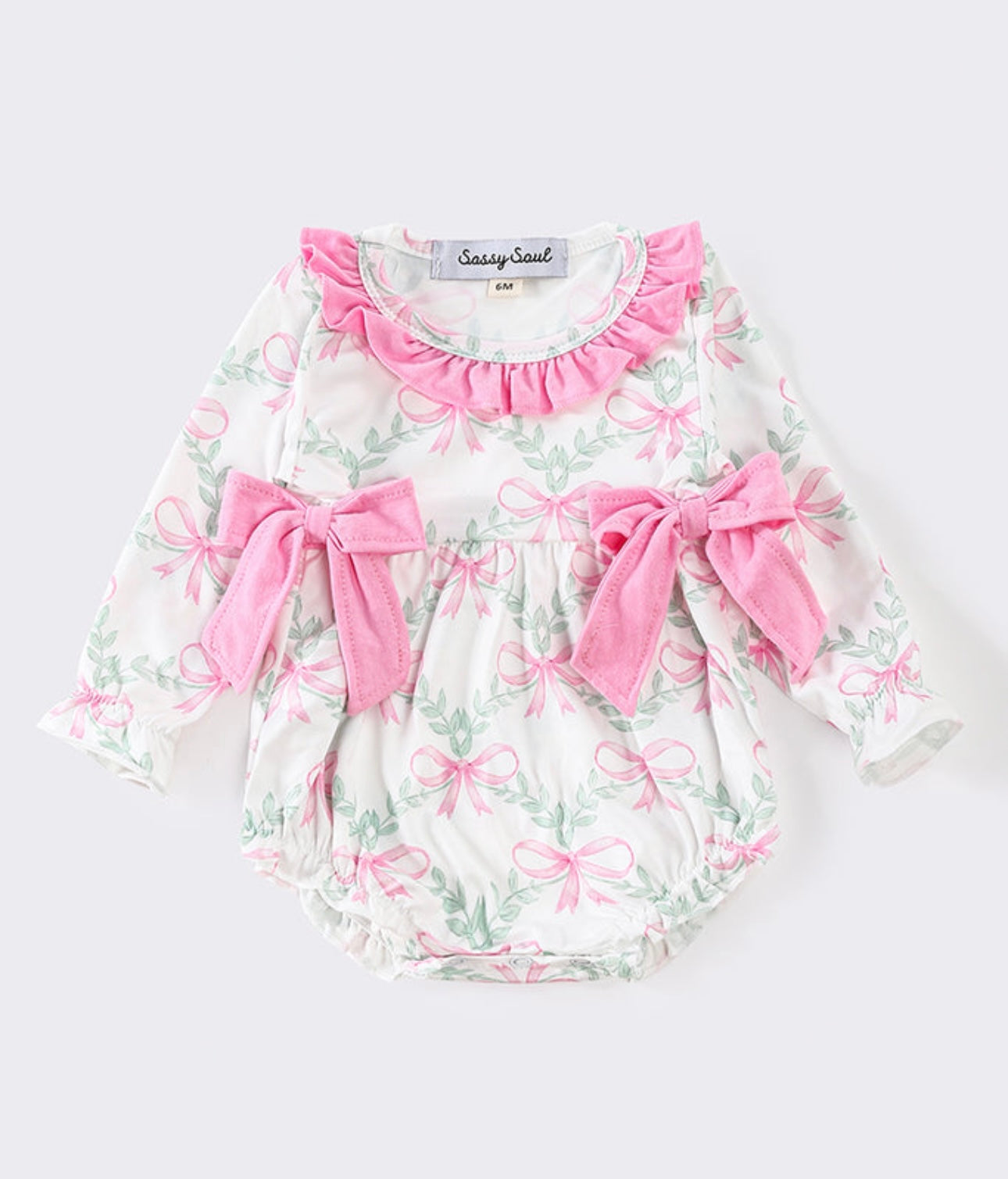 Pink Floral Bow Ruffle Bubble