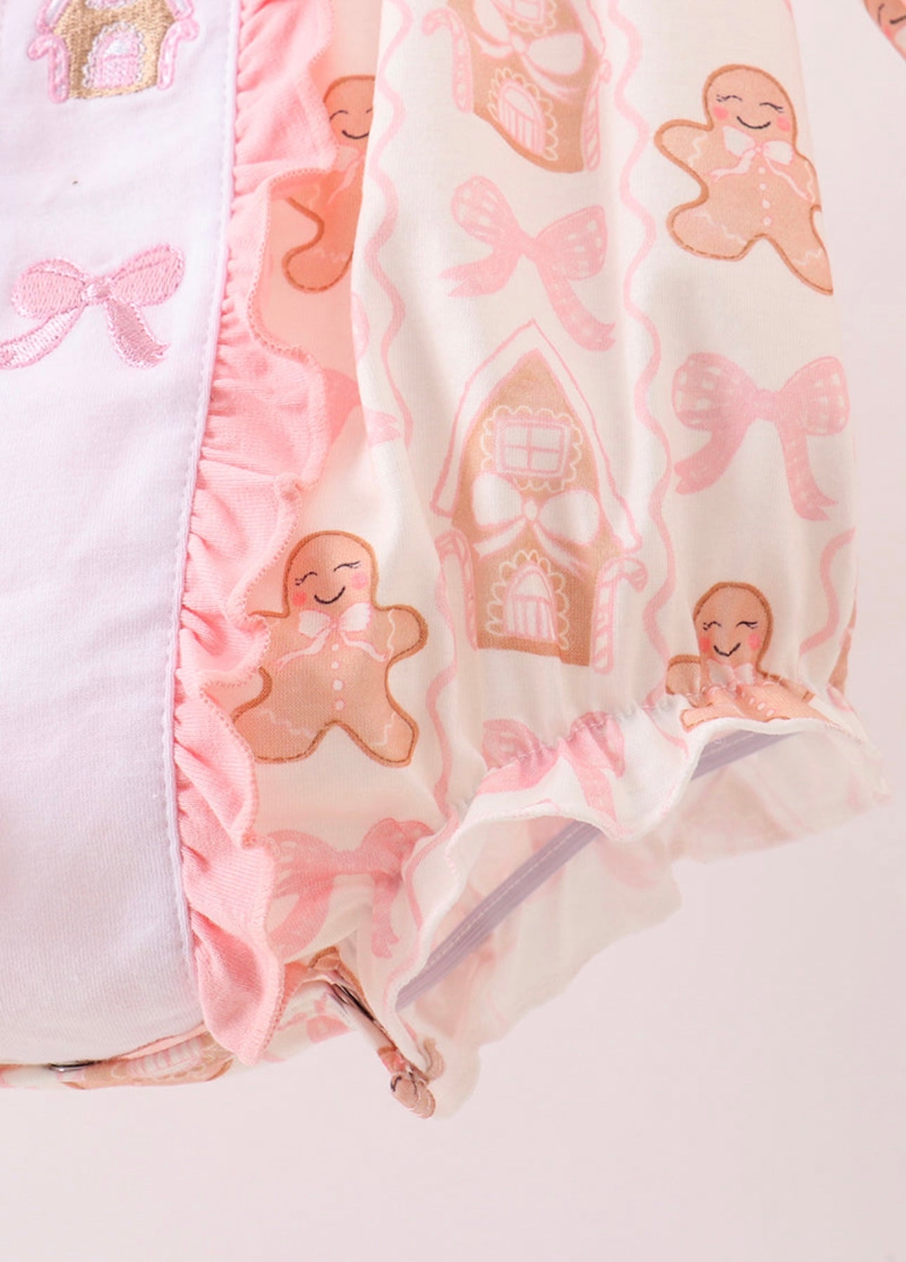Pink Gingerbread Embroidery Ruffle Bubble