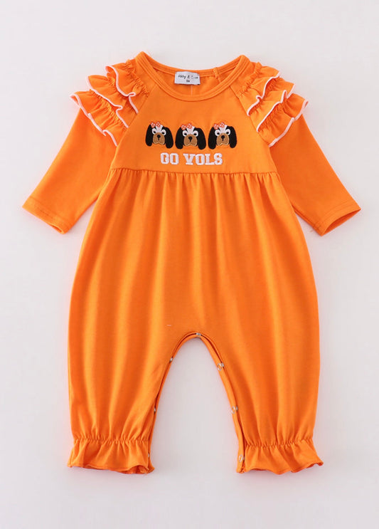 GO VOLS Embroidery Ruffle Romper