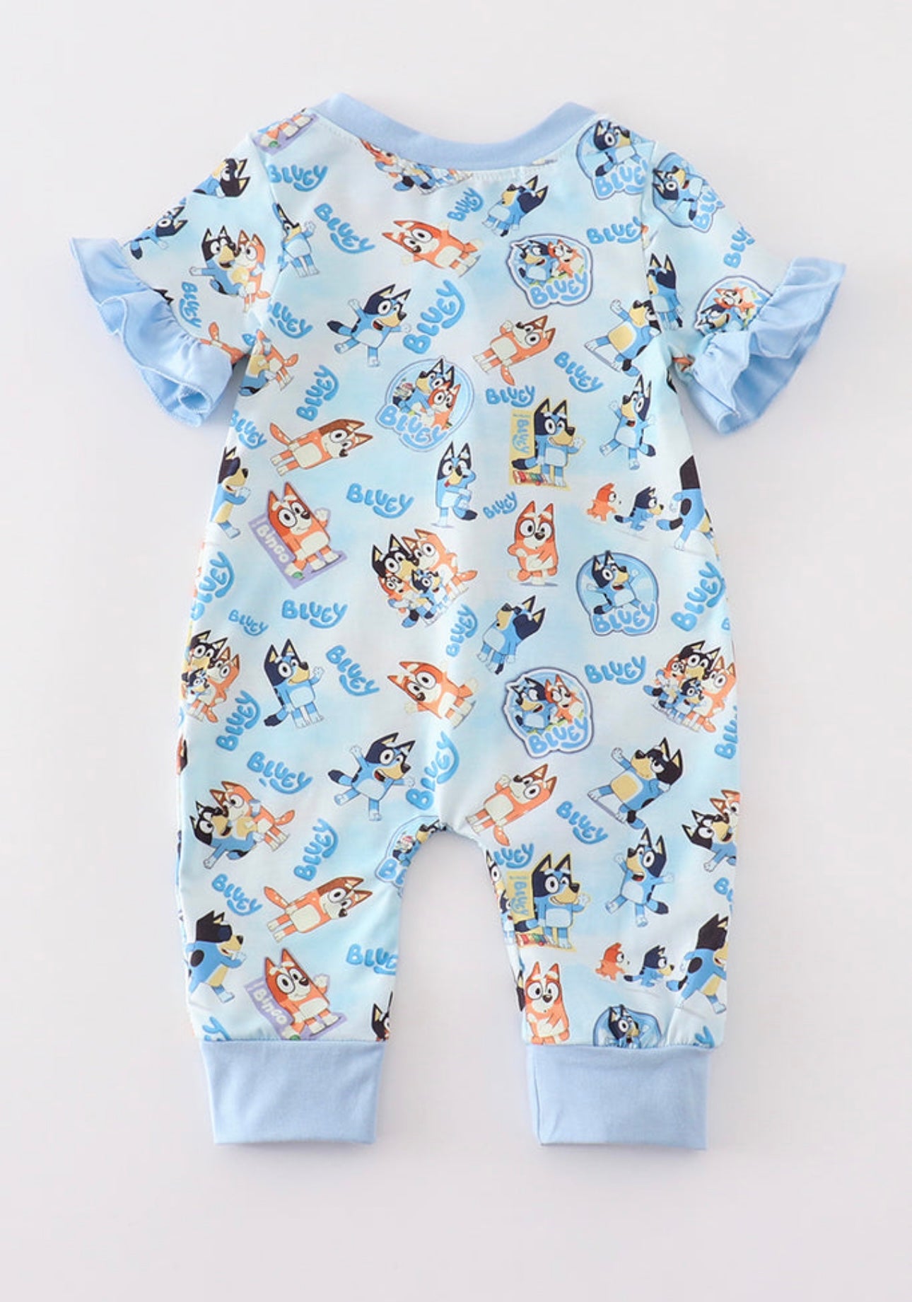 Blue Bluey Print Ruffle Romper