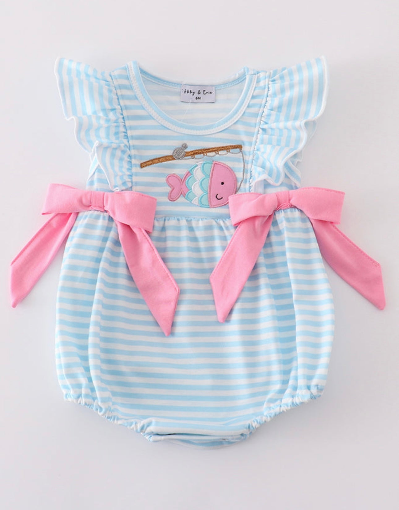 Blue Stripe Fishing Applique Bubble