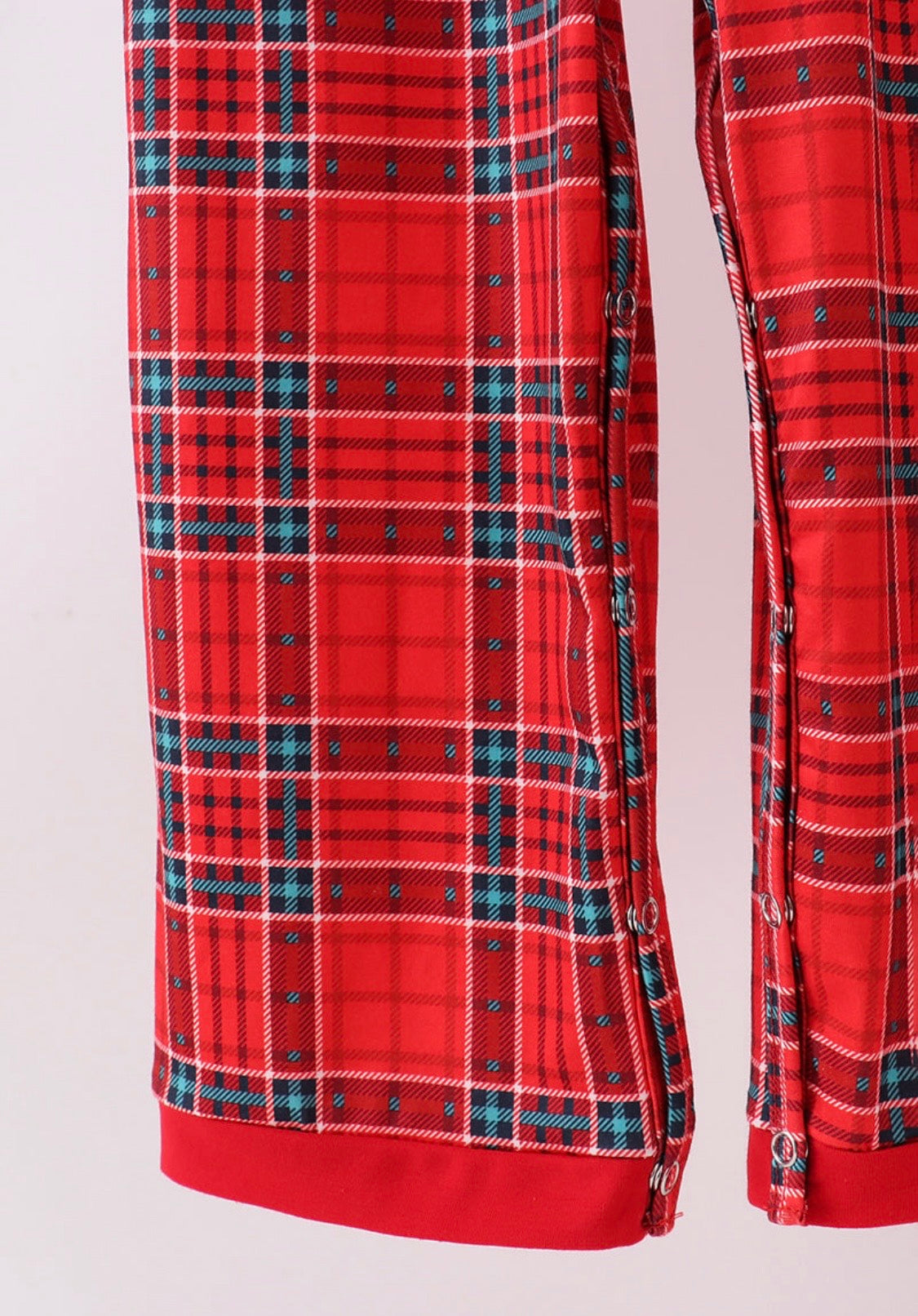 Red Plaid Tree Embroidery Jumpsuit