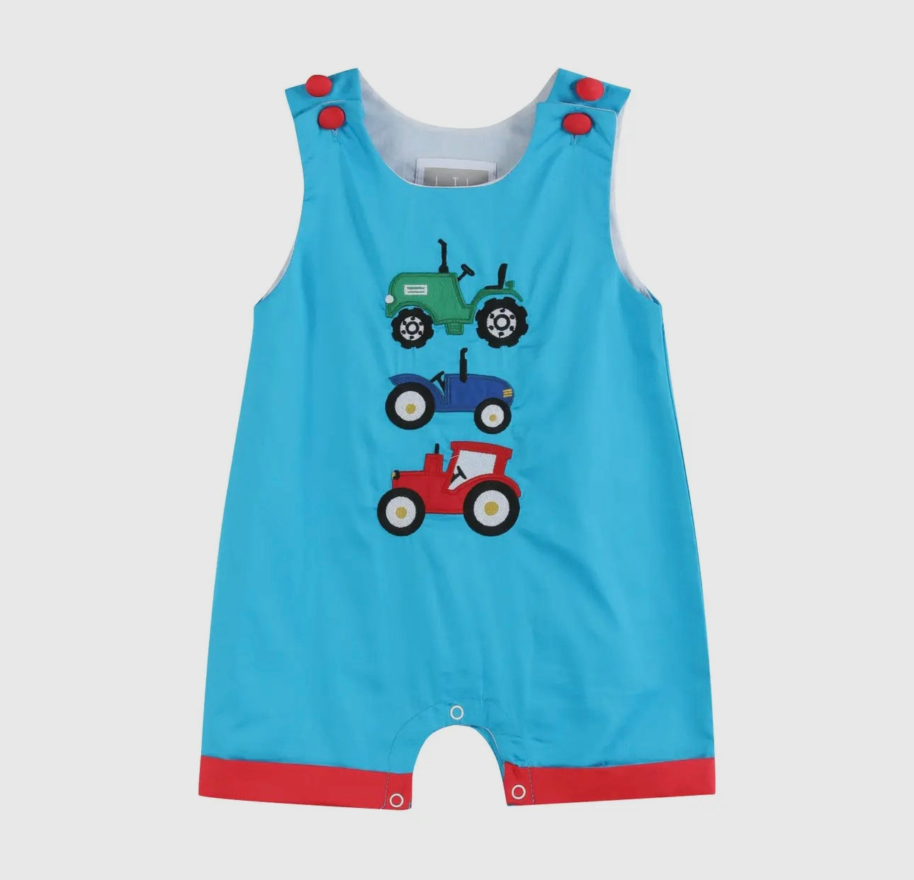 Blue Tractor Applique Shortalls