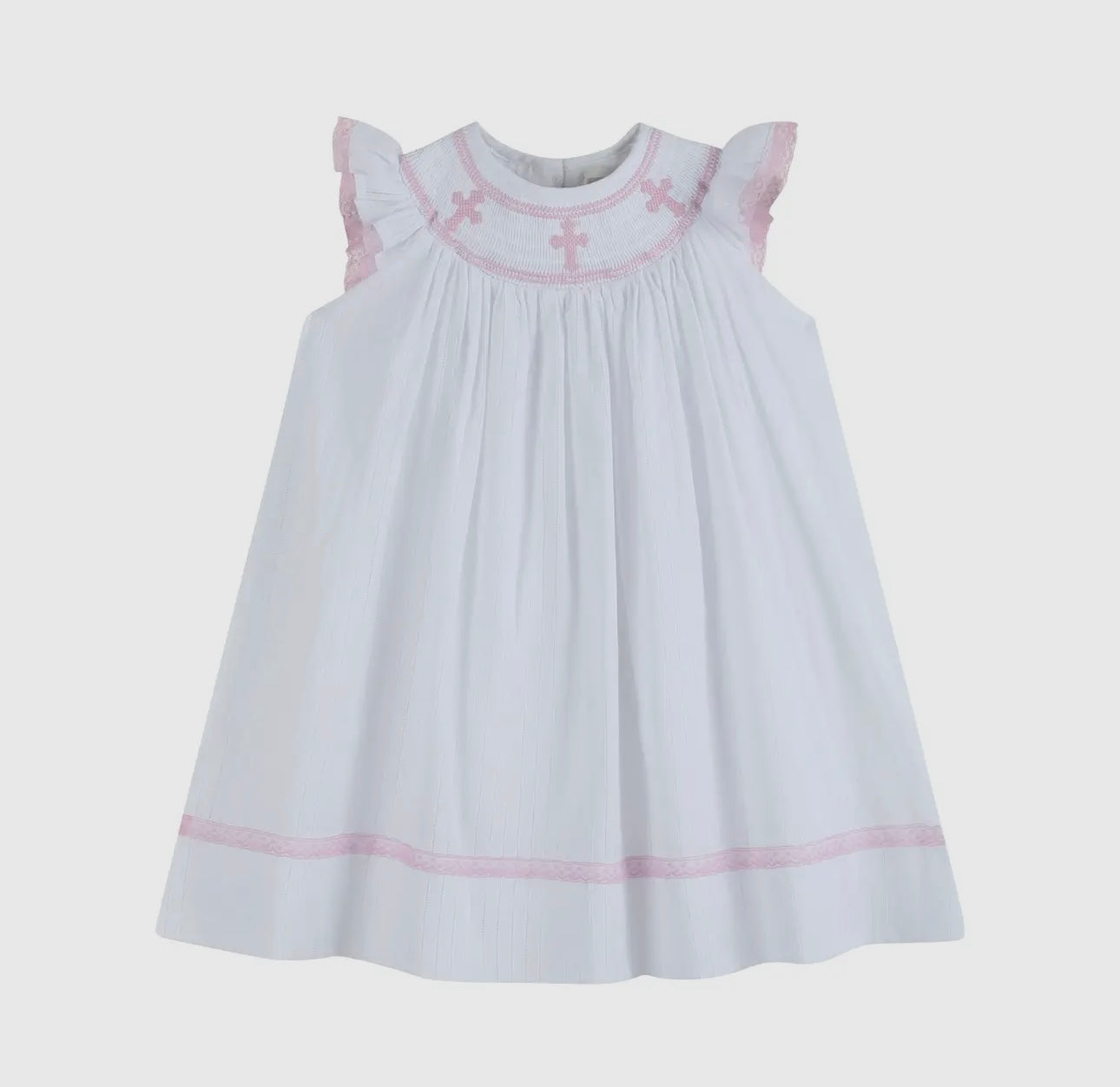 Pink and White Smocked Bishop Dress